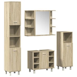 vidaXL Juego de muebles de ba&ntilde;o 4 pzas contrachapada roble Sonoma