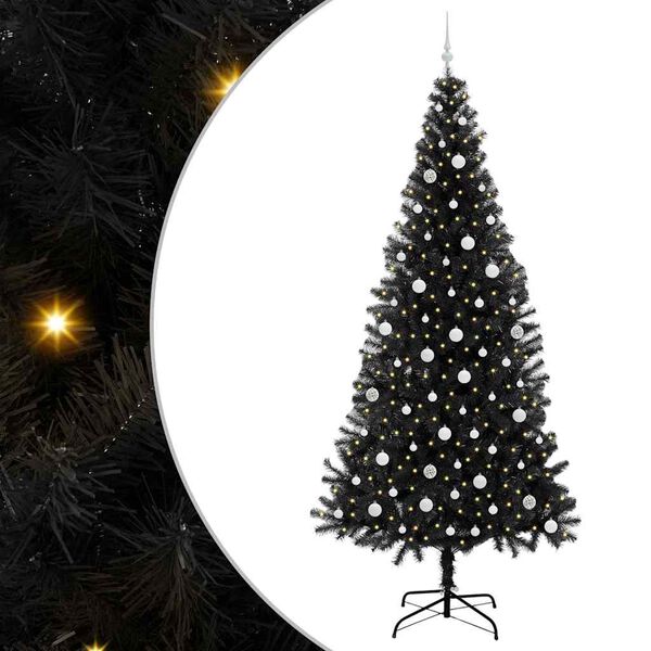 vidaXL Árbol de Navidad con 300 LED con soporte Negro 240 cm PVC
