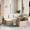 vidaXL Set sof&aacute;s de jard&iacute;n 7 piezas y cojines rat&aacute;n sint&eacute;tico beige