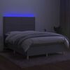 vidaXL Cama box spring colch&oacute;n y luces LED tela gris claro 140x200 cm