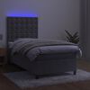 vidaXL Cama box spring colch&oacute;n y LED terciopelo gris claro 90x200 cm