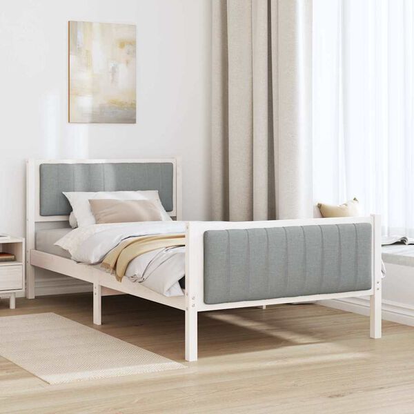 vidaXL Estructura de cama con cabecera y gris claro 100 x 200 cm