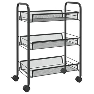 vidaXL Carrito de cocina 3 niveles hierro negro 46x26x64 cm