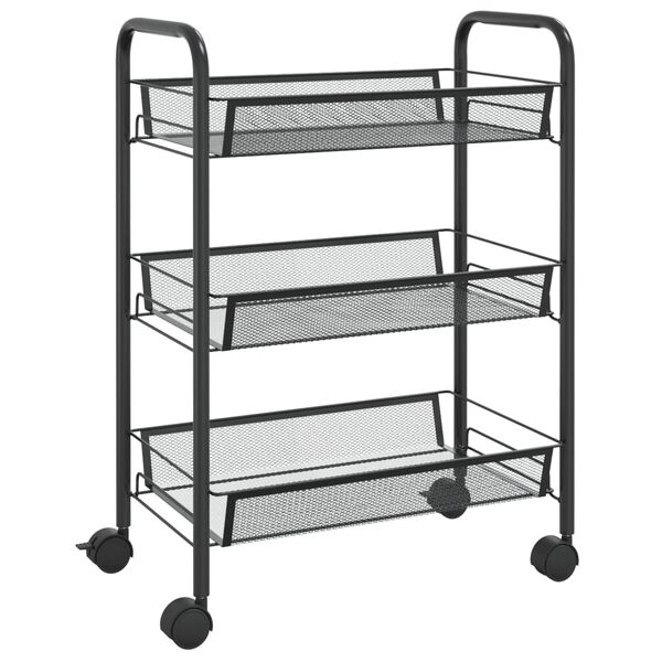vidaXL Carrito de cocina 3 niveles hierro negro 46x26x64 cm