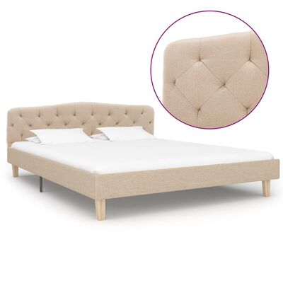 vidaXL Estructura de cama de tela beige 140x200 cm