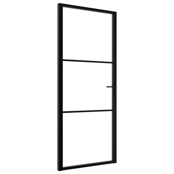 vidaXL Puerta interior vidrio ESG y aluminio negro 83x201,5 cm