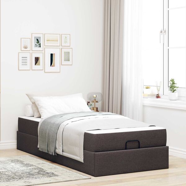 vidaXL Estructura de cama con colch&oacute;n con colch&oacute;n 2 pcs Canela tela