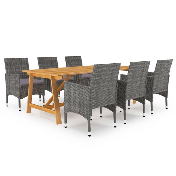 vidaXL Juego de comedor de jard&iacute;n 7 piezas gris