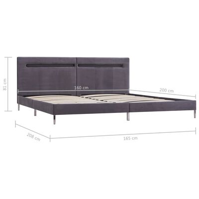 vidaXL Estructura de cama con LED tela gris 160x200 cm