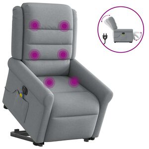 vidaXL Sill&oacute;n de masaje el&eacute;ctrico reclinable elevable tela gris claro