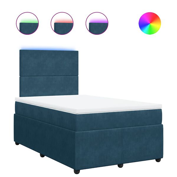 vidaXL Cama box spring con colch&oacute;n terciopelo azul 120x190 cm