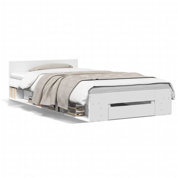 vidaXL Cama con cajón madera de ingeniería blanco 100x200 cm