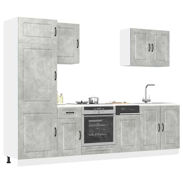 vidaXL Mueble cocina Kalmar gris hormigón 7 pzas madera contrachapada