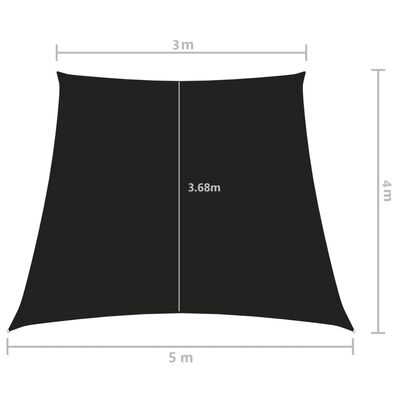 vidaXL Toldo de vela trapezoidal de tela oxford negro 3/5x4 m