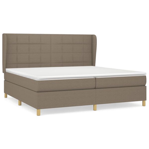 vidaXL Cama box spring con colch&oacute;n tela gris taupe 200x200 cm
