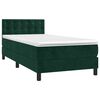 vidaXL Cama box spring colch&oacute;n y LED terciopelo verde oscuro 90x190 cm