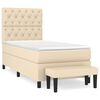 vidaXL Cama box spring con colch&oacute;n tela color crema 80x200 cm