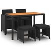 vidaXL Set comedor de jard&iacute;n 5 pzas con cojines rat&aacute;n sint&eacute;tico negro