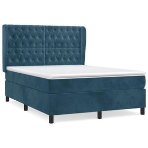 vidaXL Cama box spring con colch&oacute;n terciopelo azul oscuro 140x190 cm