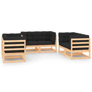 vidaXL Juego de muebles de jard&iacute;n 6 pzas y cojines madera maciza pino