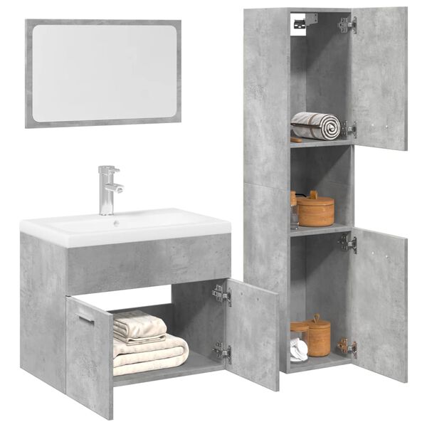 vidaXL Set muebles de ba&ntilde;o 2 piezas madera contrachapada gris hormig&oacute;n