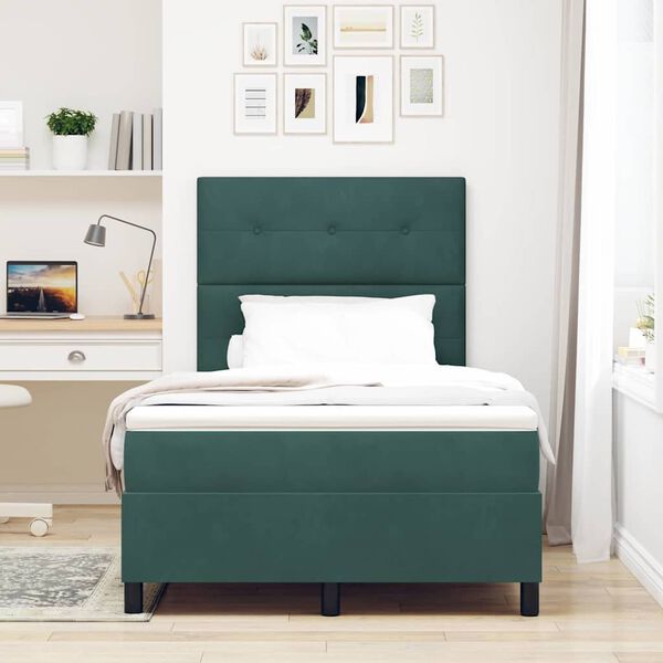 vidaXL Cama tipo Box Spring Verde oscuro 120 x 200 cm Terciopelo