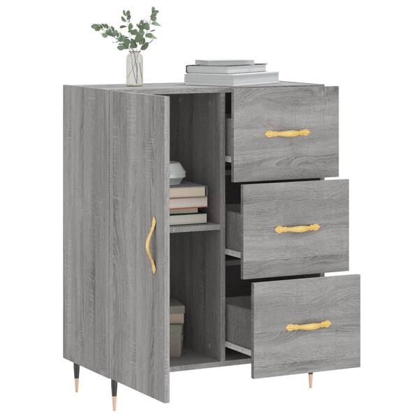 vidaXL Aparador de madera de ingenier&iacute;a gris Sonoma 69,5x34x90 cm