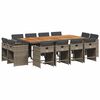 vidaXL Set comedor de jard&iacute;n con cojines 13 pzas rat&aacute;n sint&eacute;tico gris