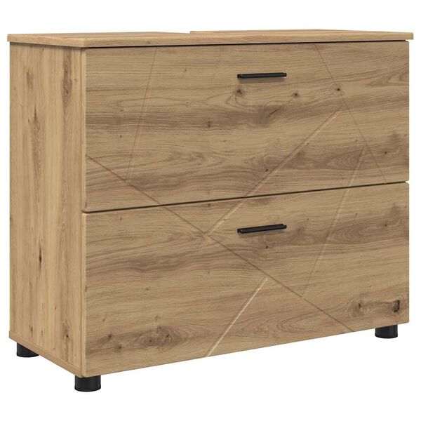 vidaXL Gabinete de Ba&ntilde;o con caj&oacute;n Roble artesanal 76,5 x 35 x 64 cm