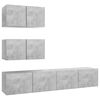 vidaXL Set muebles de sal&oacute;n TV 7 pzas madera ingenier&iacute;a gris hormig&oacute;n