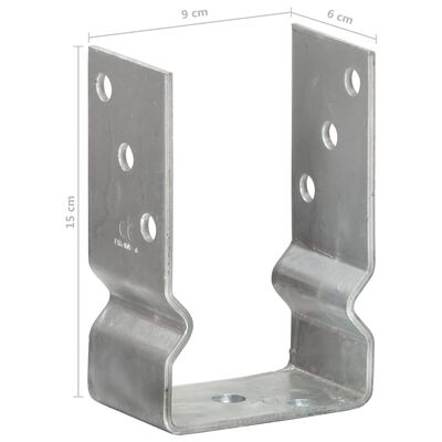 vidaXL Anclajes de valla 6 uds acero galvanizado plateado 9x6x15 cm