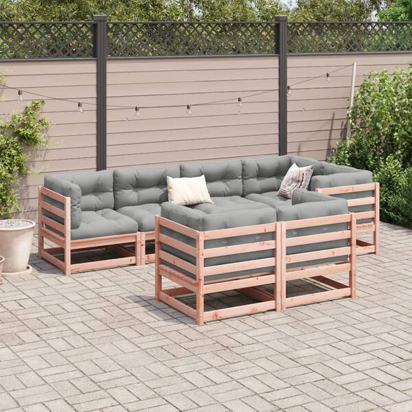 vidaXL Set de sof&aacute;s jard&iacute;n 7 pzas con cojines madera abeto Douglas