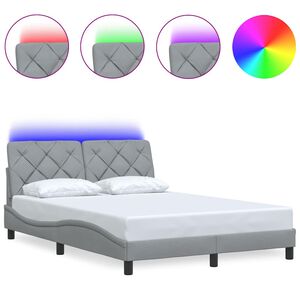 vidaXL Estructura cama con LED sin colch&oacute;n tela gris claro 120x200 cm
