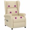 vidaXL Sillón orejero de masaje eléctrico tela blanco crema