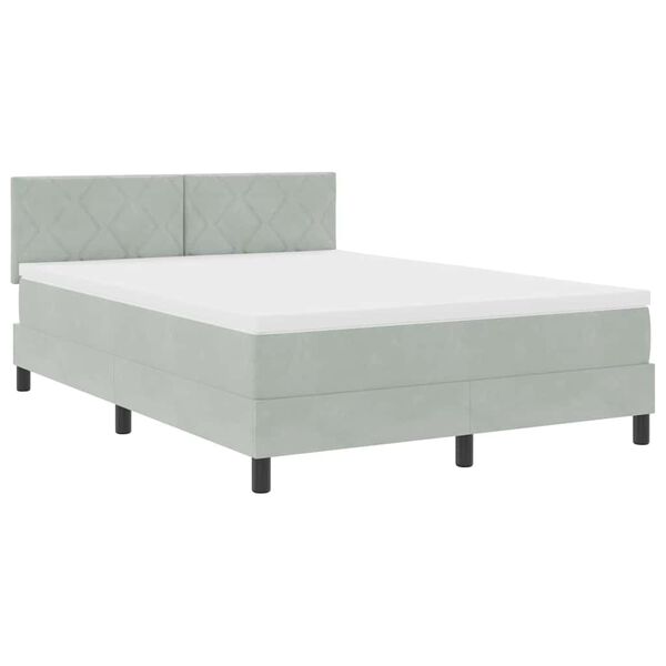 vidaXL Cama Box Spring LED con LED Gris Claro 140 x 200 cm Terciopelo