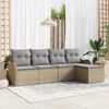vidaXL Conjunto de sof&aacute; de jard&iacute;n 5 pcs Beige rat&aacute;n sint&eacute;tico