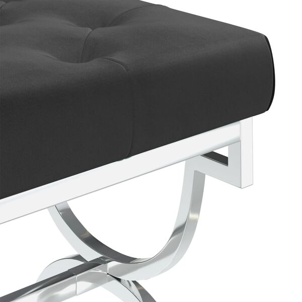 vidaXL Banco de acero inoxidable y terciopelo negro 99 cm