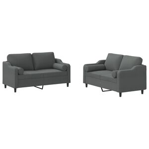 vidaXL Juego de sof&aacute;s con cojines 2 piezas tela gris oscuro