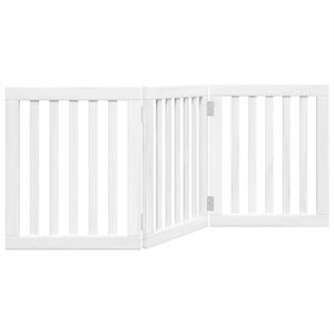 vidaXL Puerta para perros plegable 3 paneles madera &aacute;lamo blanca 150cm