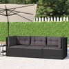 vidaXL Set de muebles de jard&iacute;n 3 pzas y cojines rat&aacute;n sint&eacute;tico negro