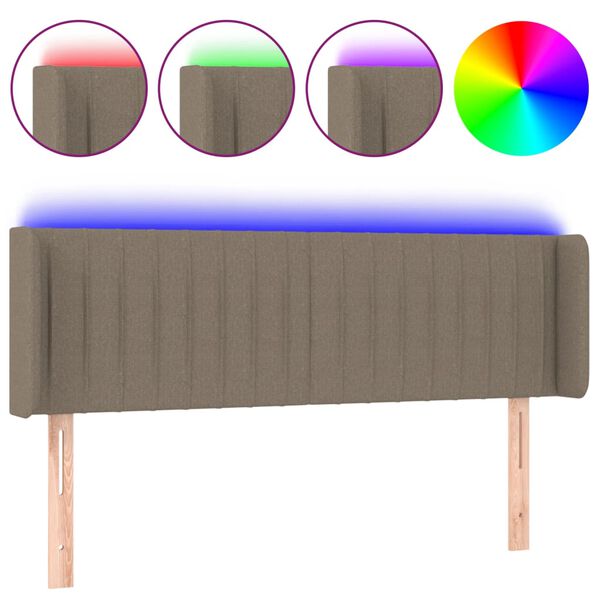 vidaXL Cabecero con LED de tela gris taupe 147x16x78/88 cm