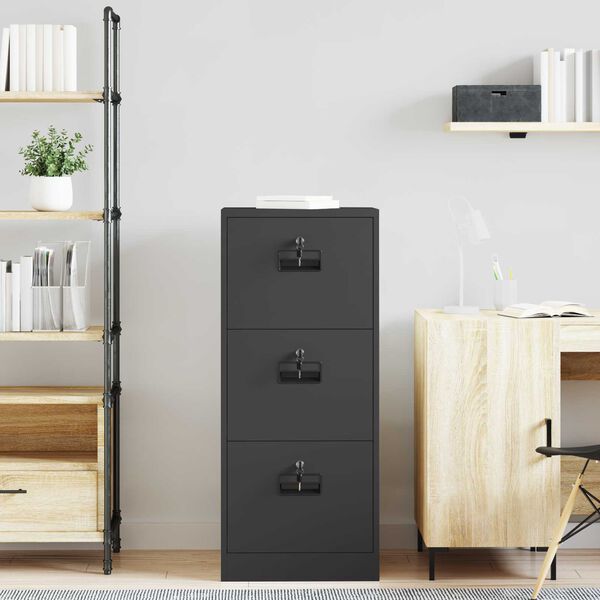 vidaXL Mueble archivador con caj&oacute;n Negro 45,5 x 42 x 106,5 cm