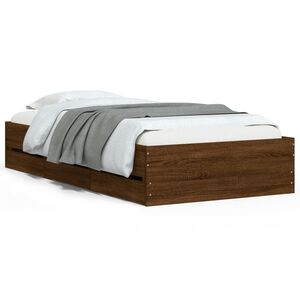 vidaXL Cama con cajones madera de ingenier&iacute;a marr&oacute;n roble 100x200 cm