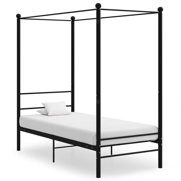 vidaXL Estructura de cama con dosel sin colchón metal negro 100x200 cm