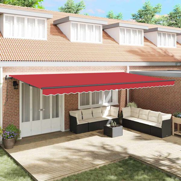 vidaXL Toldo Retr&aacute;ctil Rojo 600 x 350 cm Tela y Aluminio