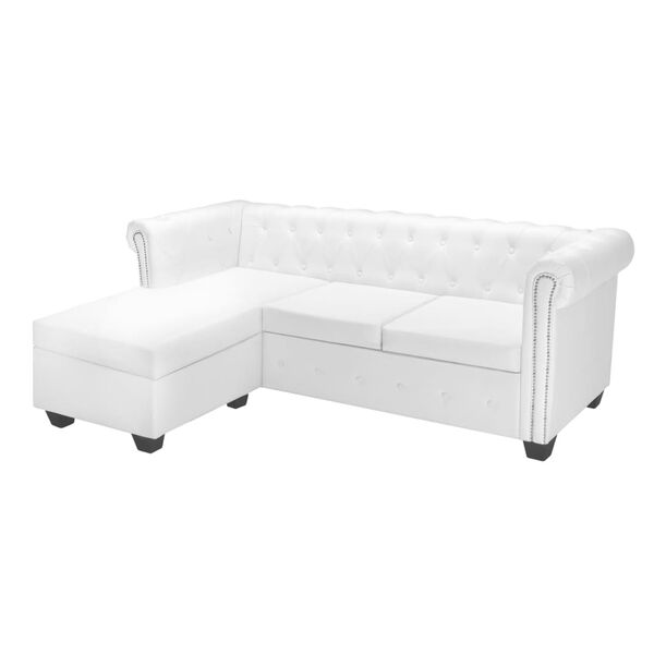 vidaXL Sofá Chesterfield en forma de L cuero sintético blanco