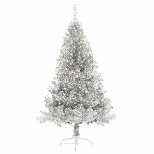 vidaXL &Aacute;rbol de Navidad Artificial Preiluminado Plateado 120 cm PET