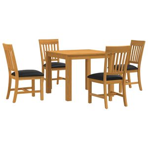 vidaXL Conjunto de comedor 5 uds. Negro Madera de Roble S&oacute;lido