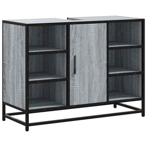 vidaXL Armario lavabo ba&ntilde;o madera ingenier&iacute;a gris Sonoma 80x33x60 cm