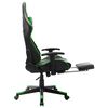 vidaXL Silla de gaming con reposapiés cuero sintético negro y verde